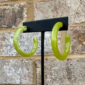 Moss Green Marble Acrylic Hoop Earrings